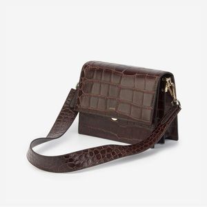 JW Pei Mini Flap Crossbody (Brown Croc)